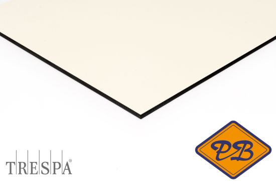 Afbeelding van Trespa HPL volkern FR gevelplaat meteon satin  2-zijdig A05.1.0 papyrus wit 8mm